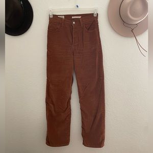 Womens Levi Corduroy Ribcage Ankle Pants